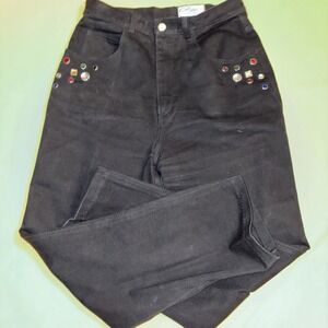 Vtg chazzz by charles ghailian size 13 jeans black embellish pockets